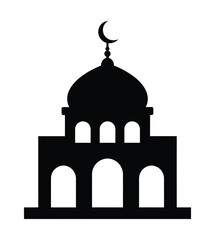 Simple mosque silhouette with crescent symbol