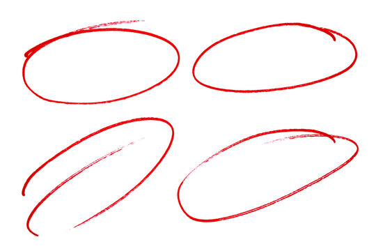 Set of red highlight circles on transparent background cut out design elements