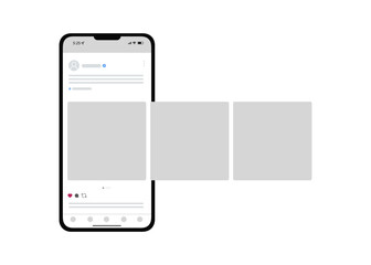 Vector mockup of a mobile phone app featuring a profile page with a sliding image gallery and interactive UI elements.  © vector next