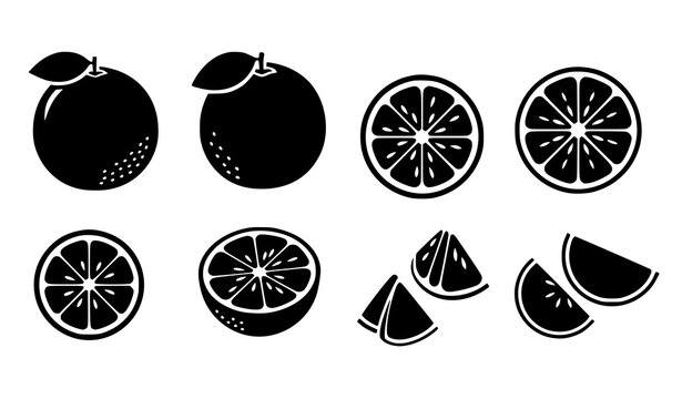 Orange slice shape silhouette collection vector illustration