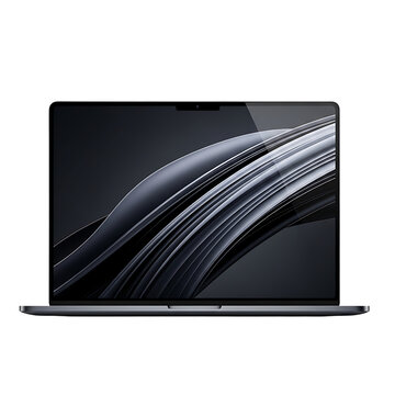 Laptop computer with abstract screen saver on display