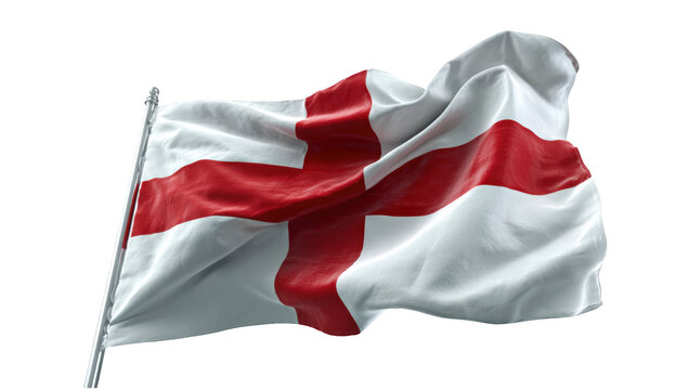 England flag waving transparent mockup isolated png with no background.
