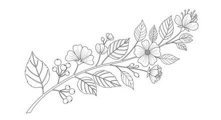 Black and White Oak Leaves Illustration. © IPAN
