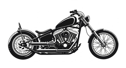Obraz premium Black and White Motorcycle Illustration.