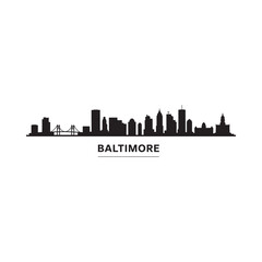 Fototapeta premium Silhouette of the baltimore skyline with the city s name displayed below