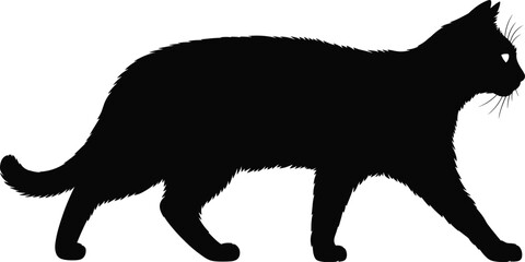 Cat silhouette illustration, walking domestic feline animal profile isolated, pet shadow vector icon for logo design decoration concept use © Hosna
