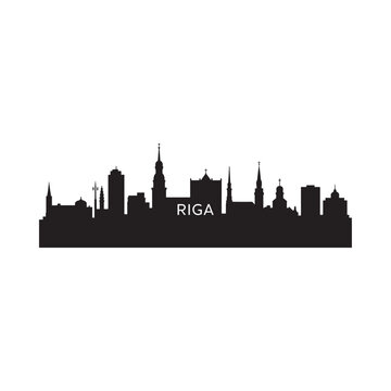 A striking black silhouette depicts the cityscape of riga latvia s capital