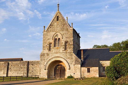 Monumental portal of the monastry farm of Meslay housing the Grange de Meslay, Parcais-Meslay, France, Europe