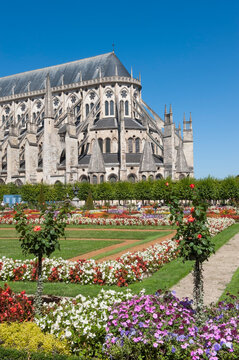 Archibishopric's garden, Cathedral Saint Stephen, Bourges, Cher department, Berry province, region of Centre, France, Europe