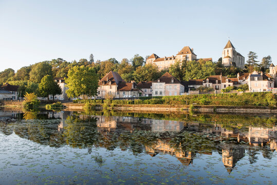 Bank of the river La Creuse in Le Blanc, Department of Indre, Historic Province of Berry, Centre-Val de Loire region, France