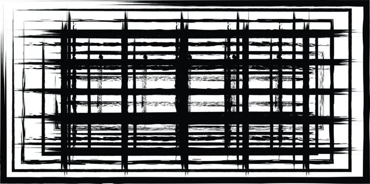 Black and white prison bars vector illustration, jail cell flat design, minimalist security concept