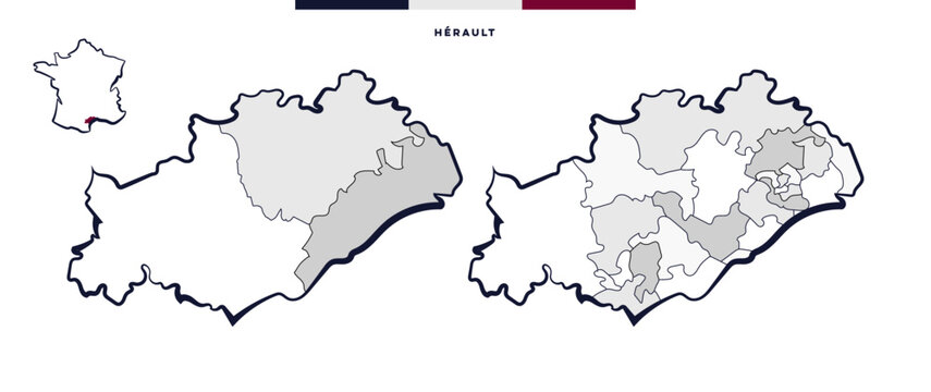 D&eacute;partement et cantons de l'H&eacute;rault - Occitanie (France)	

