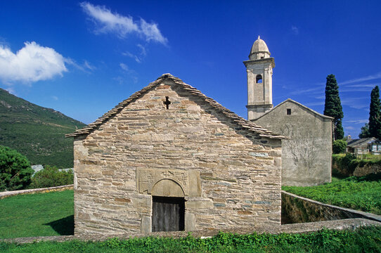 Chapel Notre-Dame des Neiges and church Santa Maria Assunta at Brando, commune of Cap Corse, Haute-Corse department, Northern Corsica, France, Europe
