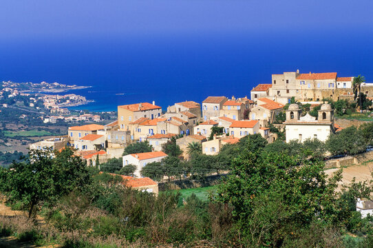 Pigna, village of the Balagne region, Upper Corsica, Northern Corsica, France, Europe
