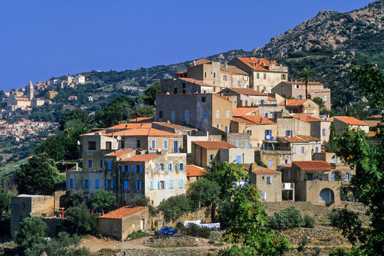 Pigna, village of the Balagne region, Upper Corsica, Northern Corsica, France, Europe