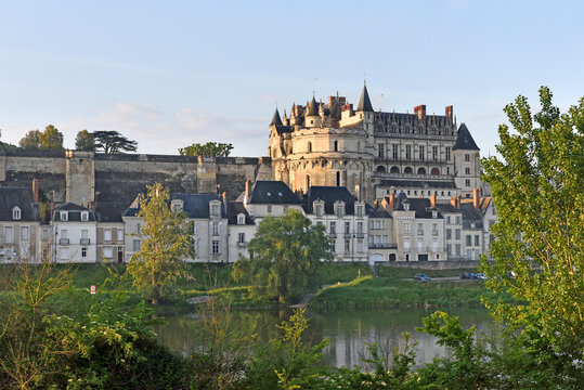 Chateau d'Amboise on the Loire River at Amboise, Touraine, department of Indre-et-Loire, Centre-Val de Loire region, France, Europe