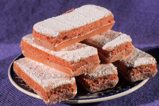Biscuit Rose de Reims (Reims' s Rose cake) , Maison Fossier, Marne department, Champagne-Ardenne region, France, Europe