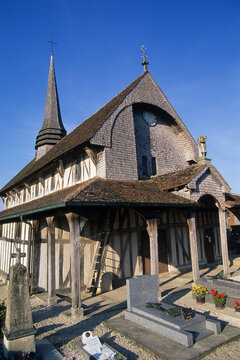 Timber-framed church Saint-Philippe-et-Saint-Jacques of Lentilles, Aube department, Champagne-Ardenne region, France, Europe