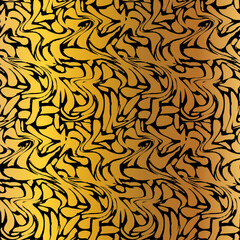 Gold colorful seamless grunge pattern featuring abstract shapes, doodles, scribbles, waves and organic textures