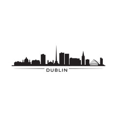Fototapeta premium A striking black silhouette of the dublin city skyline with its name