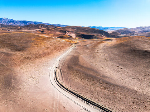 Ruta Nacional 40 through the barren landscape of the Puna de Atacama, Argentina