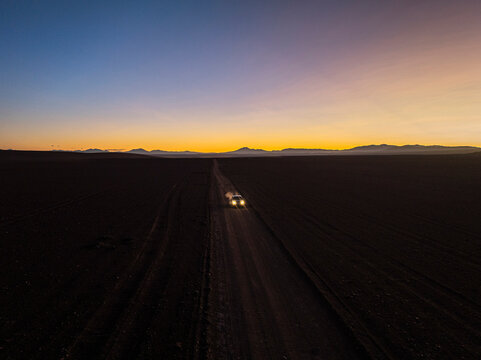 Off-road drive at twilight, Puna, Argentina