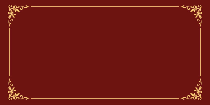 Decorative red background with ornate golden border illustration