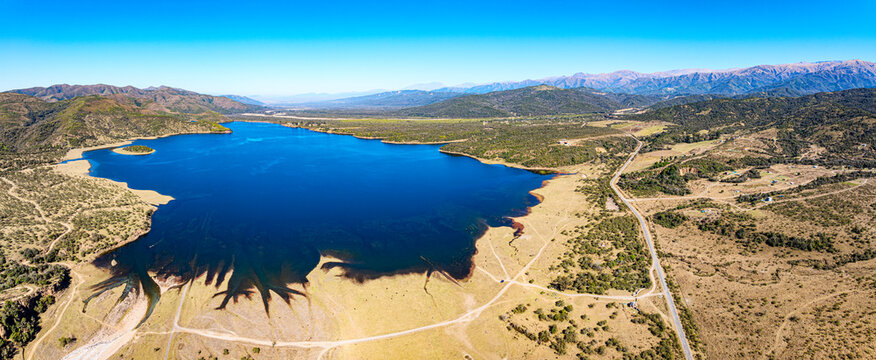 Blue artificial lake at Embalse Campo Alegre, Salta, Argentina