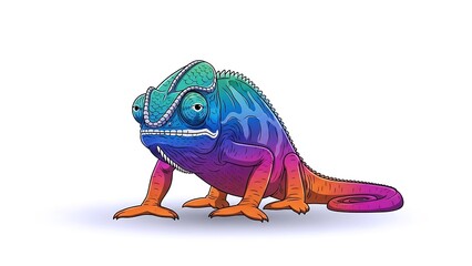 Colorful Chameleon Character Clipart