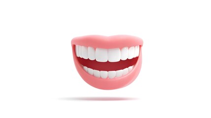 Naklejka premium A stylized 3D illust n of a healthy beaming smile with bright white teeth and soft pink lips emphasizing dental care and happiness Clean white background