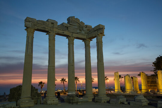 Sunset, Temple of Apollo, 2nd Century AD, Side, Antalya, Turkey