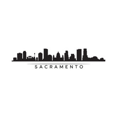 Obraz premium Sacramento skyline silhouette illustration with the city name displayed below