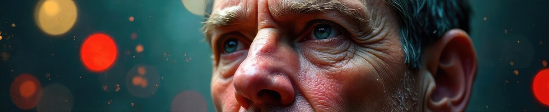 A dramatic close-up of a distorted, exaggerated image, symbolizing the concept of a blatant falsehood, a fabrication of epic proportions , fib, false advertising