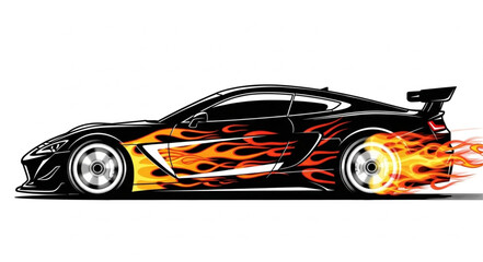 Black Sports Car with Flames. © FAUZI