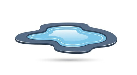 Illustration of a blue pool with water, abstract design on a white background.