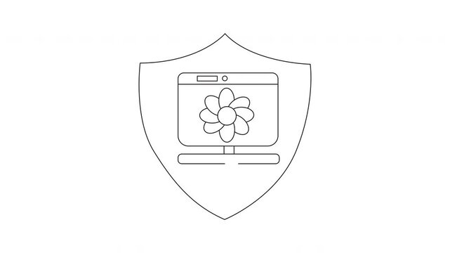 Secure Website Protection - Shield Icon with Flower Design.