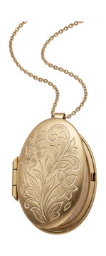 Vintage-inspired locket necklace with engraved floral patterns