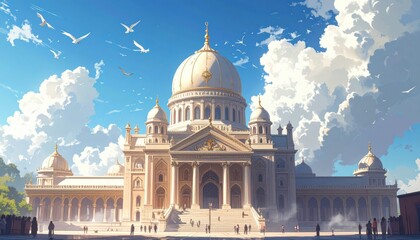 Obraz premium Government building with dome neoclassical architecture official institution.