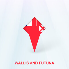 Wallis and Futuna Flag Pin Icon with Geometric Design.