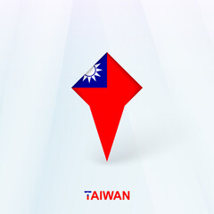 Taiwan Flag Pin Icon with Geometric Design.