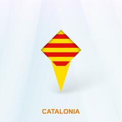 Catalonia Flag Pin Icon with Geometric Design.