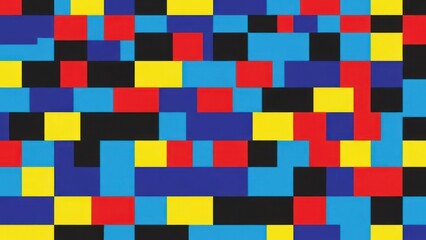 Abstract Geometric Pattern of Rectangles in Primary Colors.