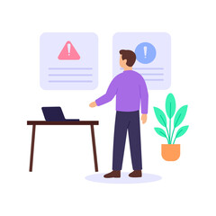 Real Time Threat, detecting cyber attacks as they occur, Flat vector character illustration