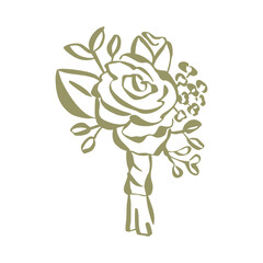 Hand Drawn Floral Boutonniere