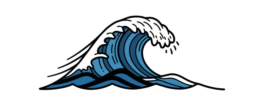 Ocean wave illustration on black background