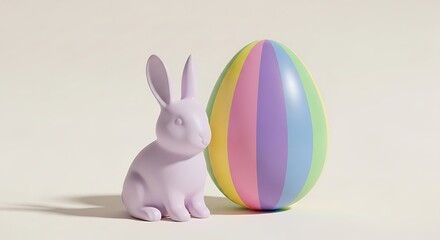 Fototapeta premium Easter day celebration with easter bunny and colorful easter egg decoration