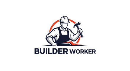 Builder Worker Cartoon Character Illustration.