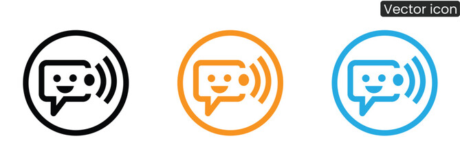 Eye-catching chat icons in black, orange, and blue for websites or apps