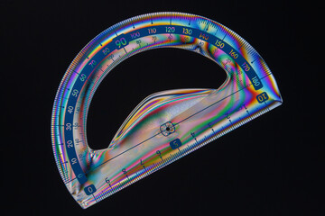 Plastic protractor in polarized light