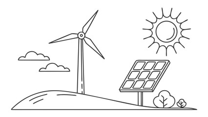 wind turbine and solar panels